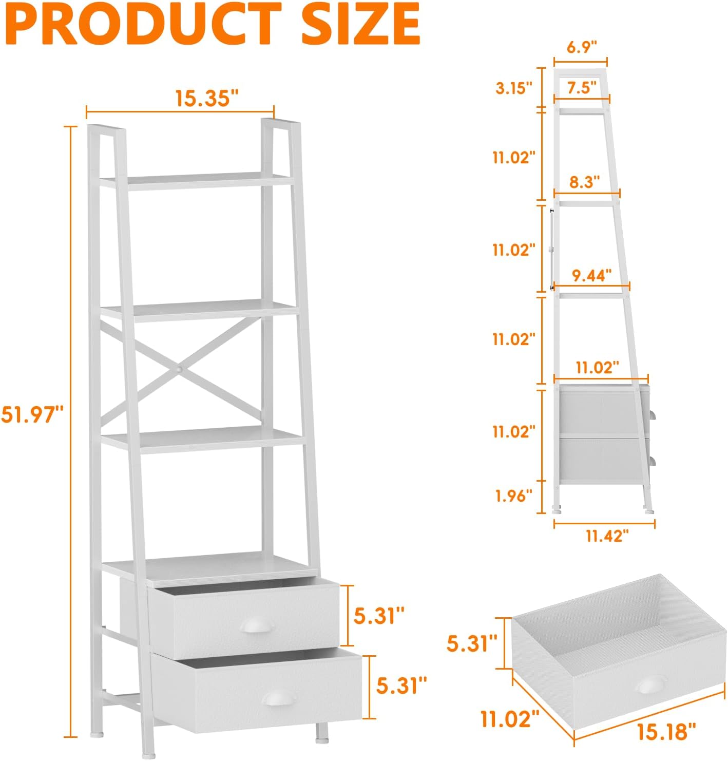Furologee Ladder Shelf with 2 Drawers
