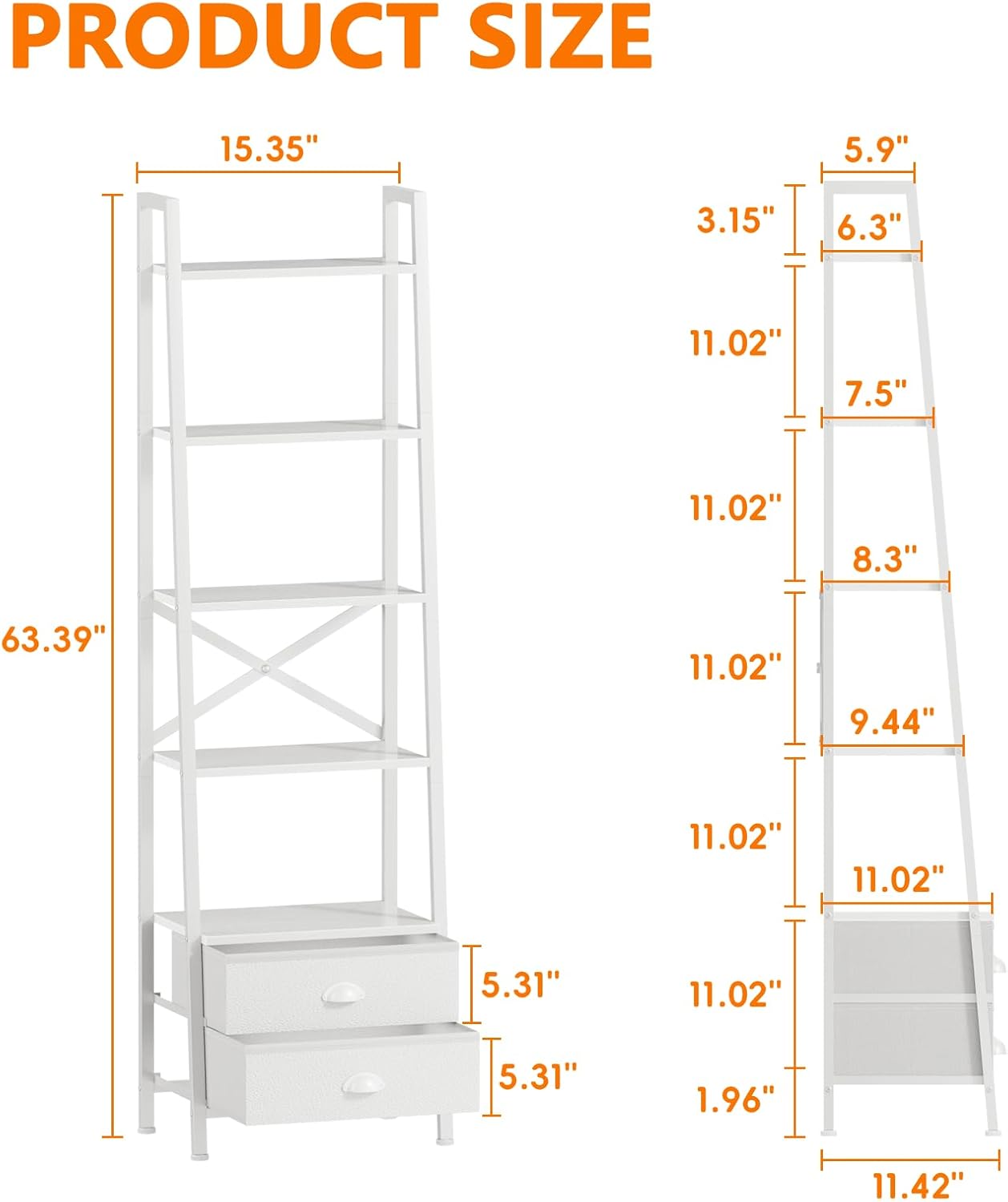 Furologee Ladder Shelf with 2 Drawers
