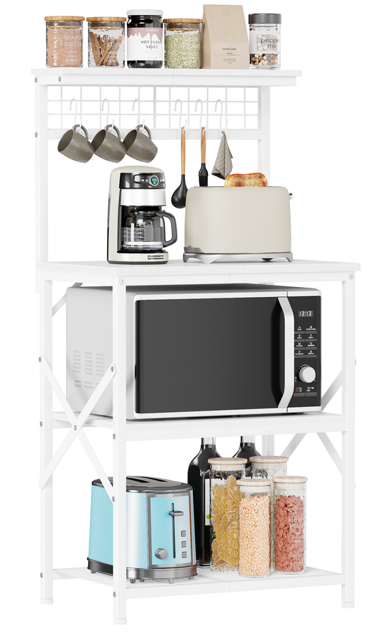 Furologee Kitchen Bakers Rack with Hutch, Coffee Bar Station 4 Tiers
