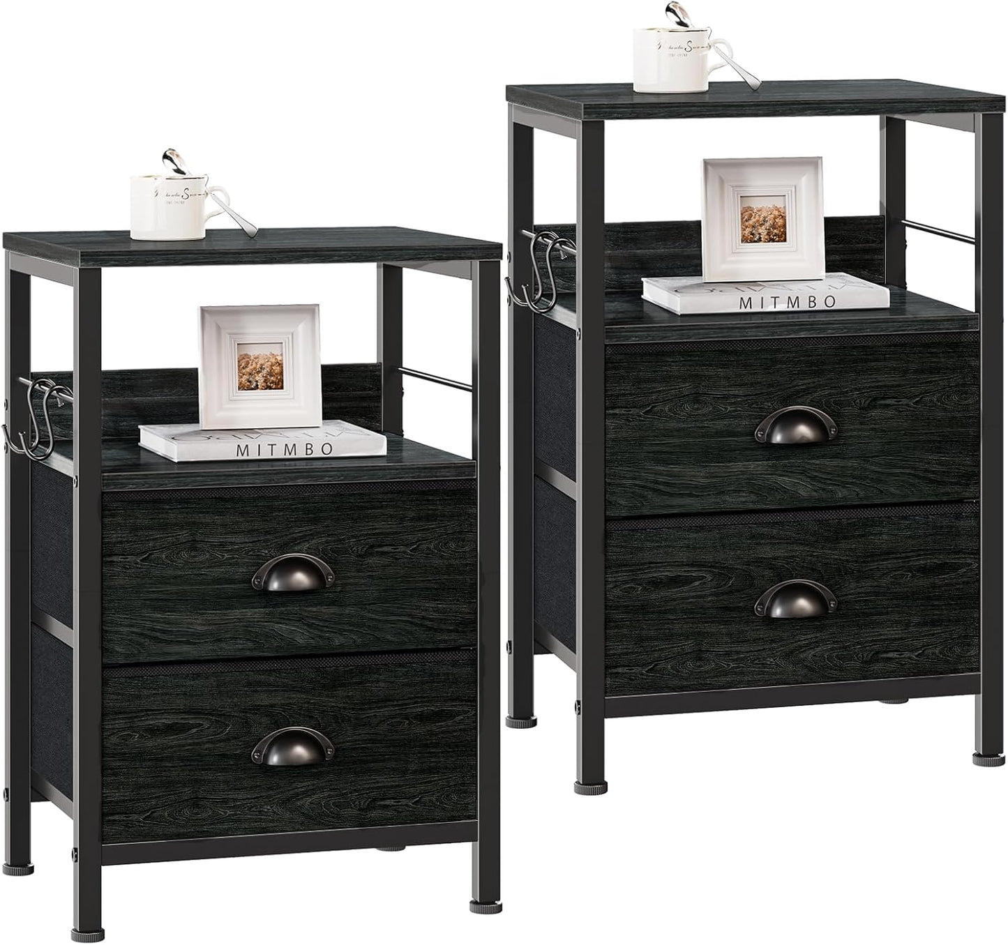 Furologee Nightstand with 2 Fabric Drawers