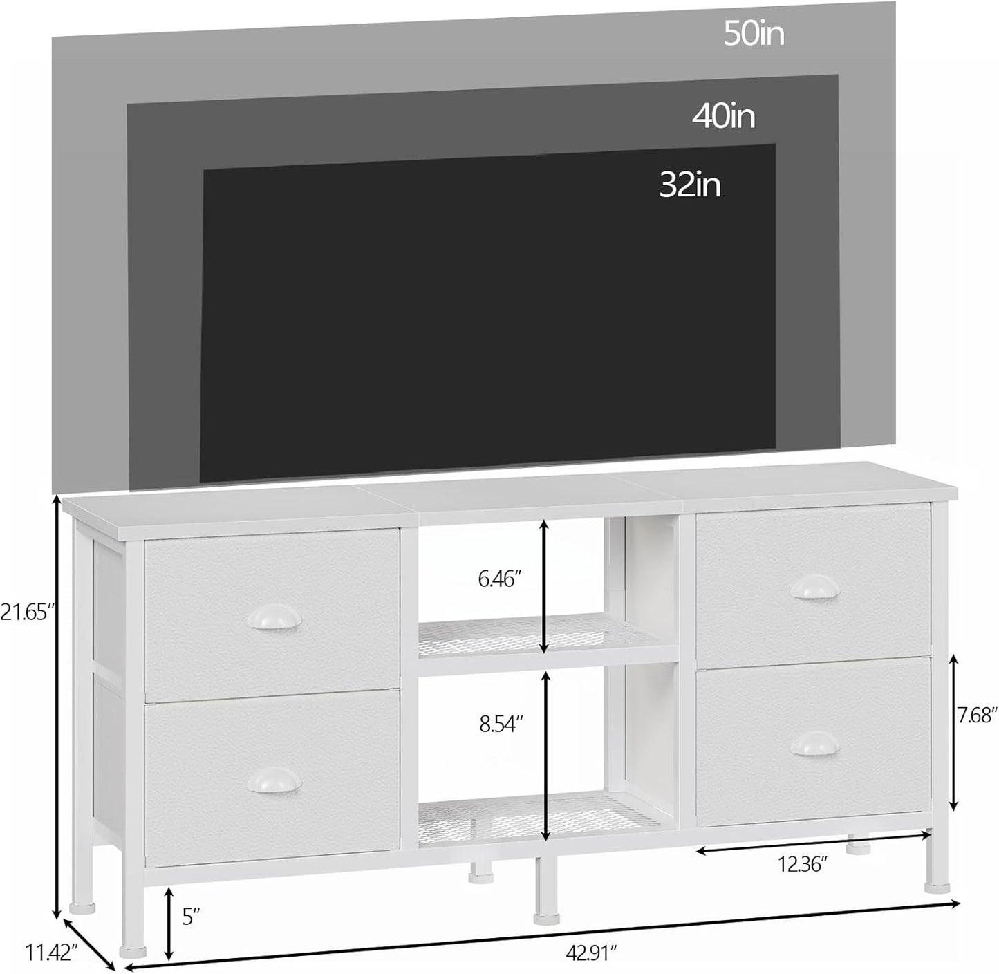 Furologee 50" TV Stand with 4 Drawers & Open Shelf – Industrial Media Console for Bedroom & Living Room