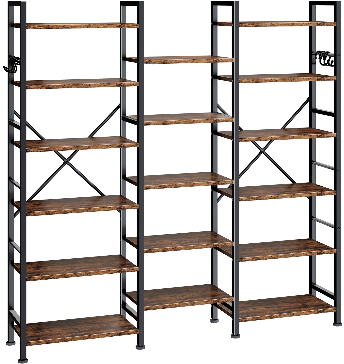 Furologee 17 Display Shelf Bookcase, 6 Tier Triple Large Bookshelf, Wide Book Shelf