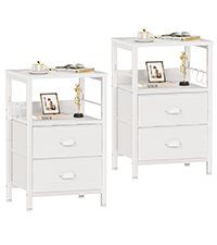 Furologee Nightstands Set of 2, End Table with 2 Fabric Drawers