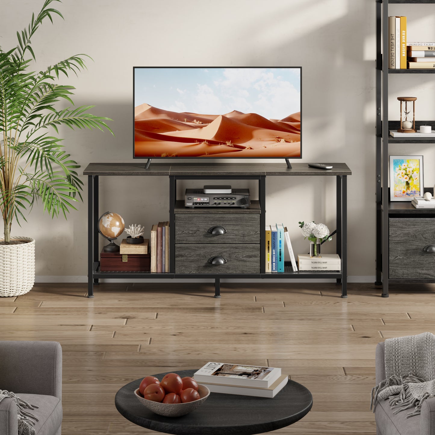 Furologee 43 Inch TV Stand with 2 Fabric Drawers