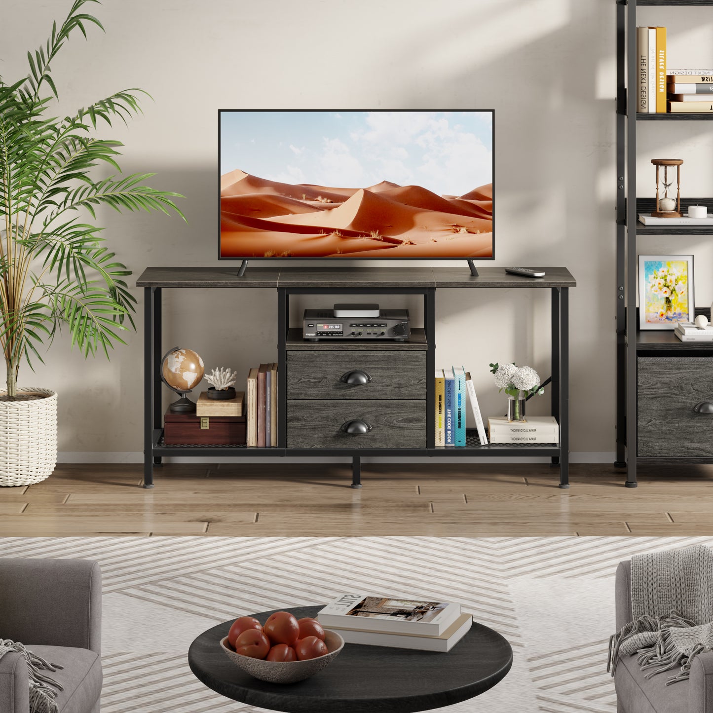 Furologee 43 Inch TV Stand with 2 Fabric Drawers