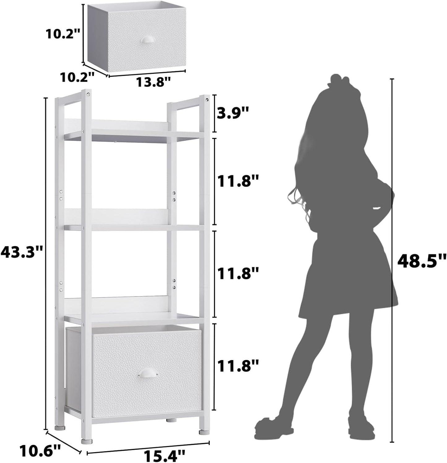 Furologee 4 Tier Bookshelf with Drawer