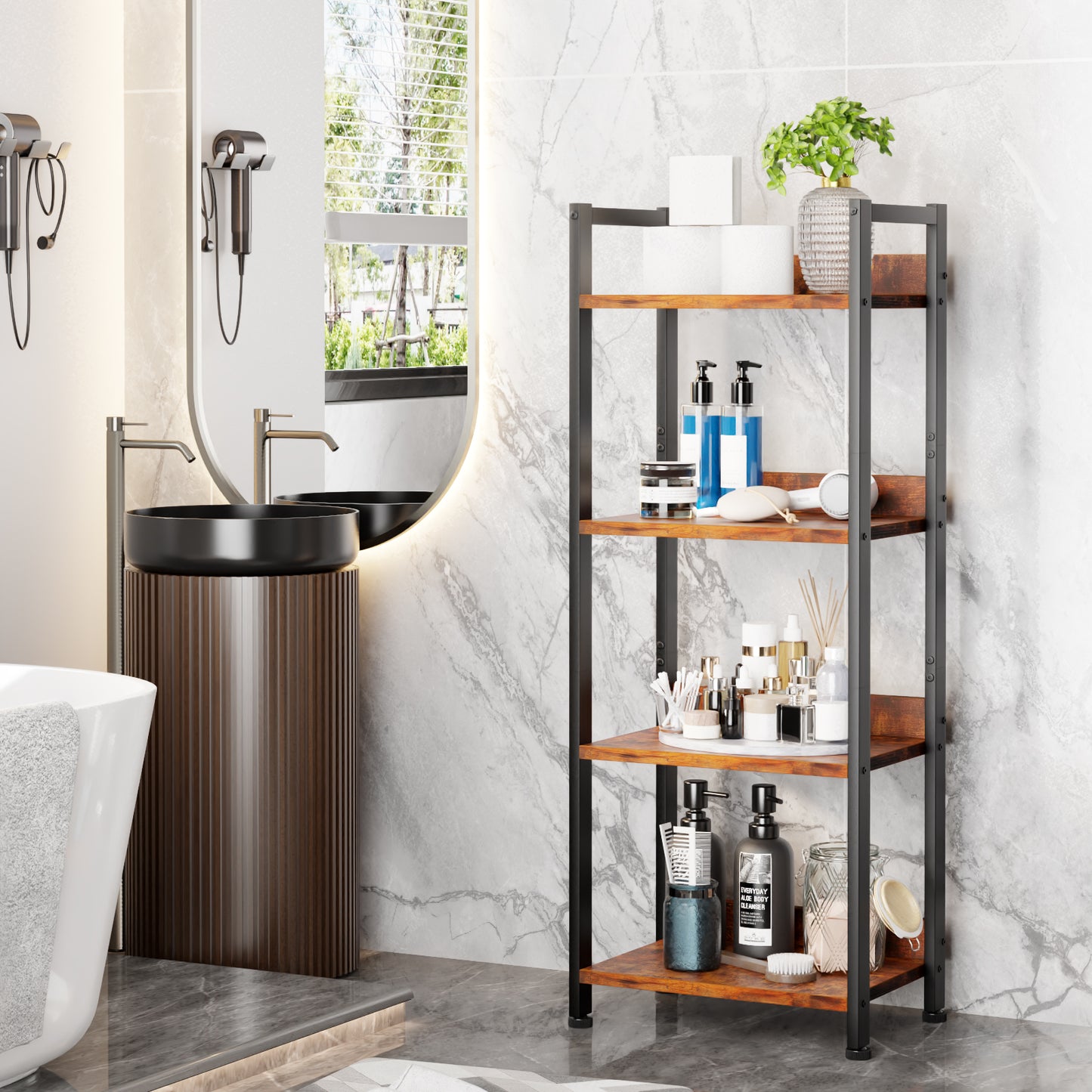 Furologee 4 Tier Bookshelf with Drawer