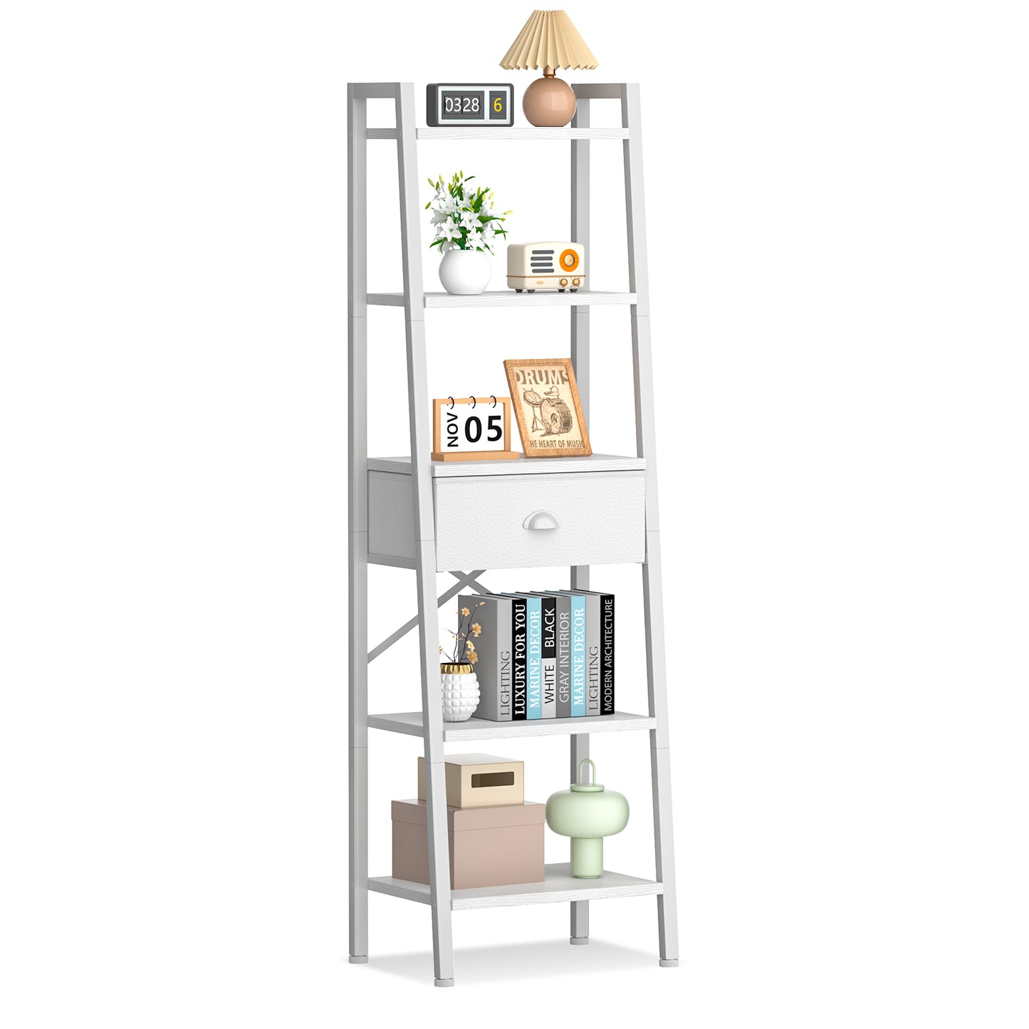 Furologee Ladder Shelf with Drawer