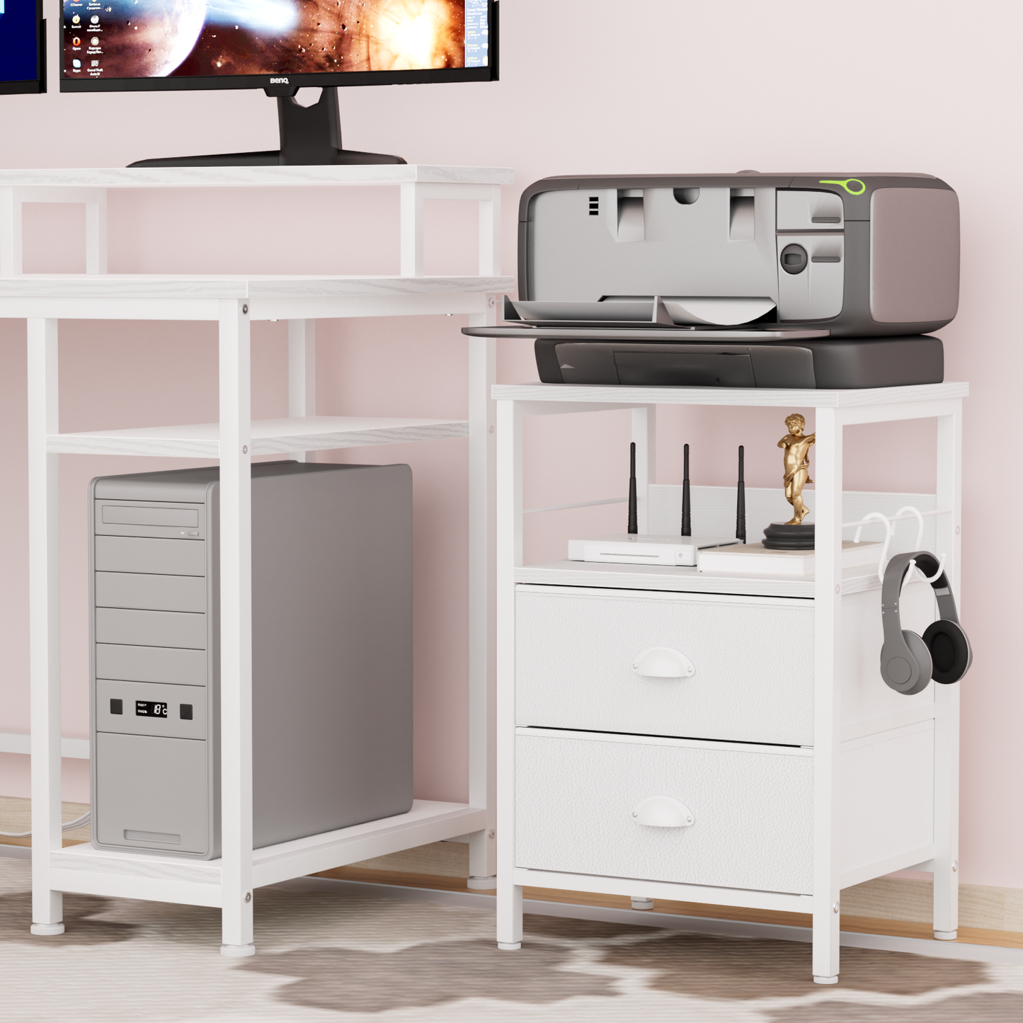 Furologee Nightstand with 2 Fabric Drawers