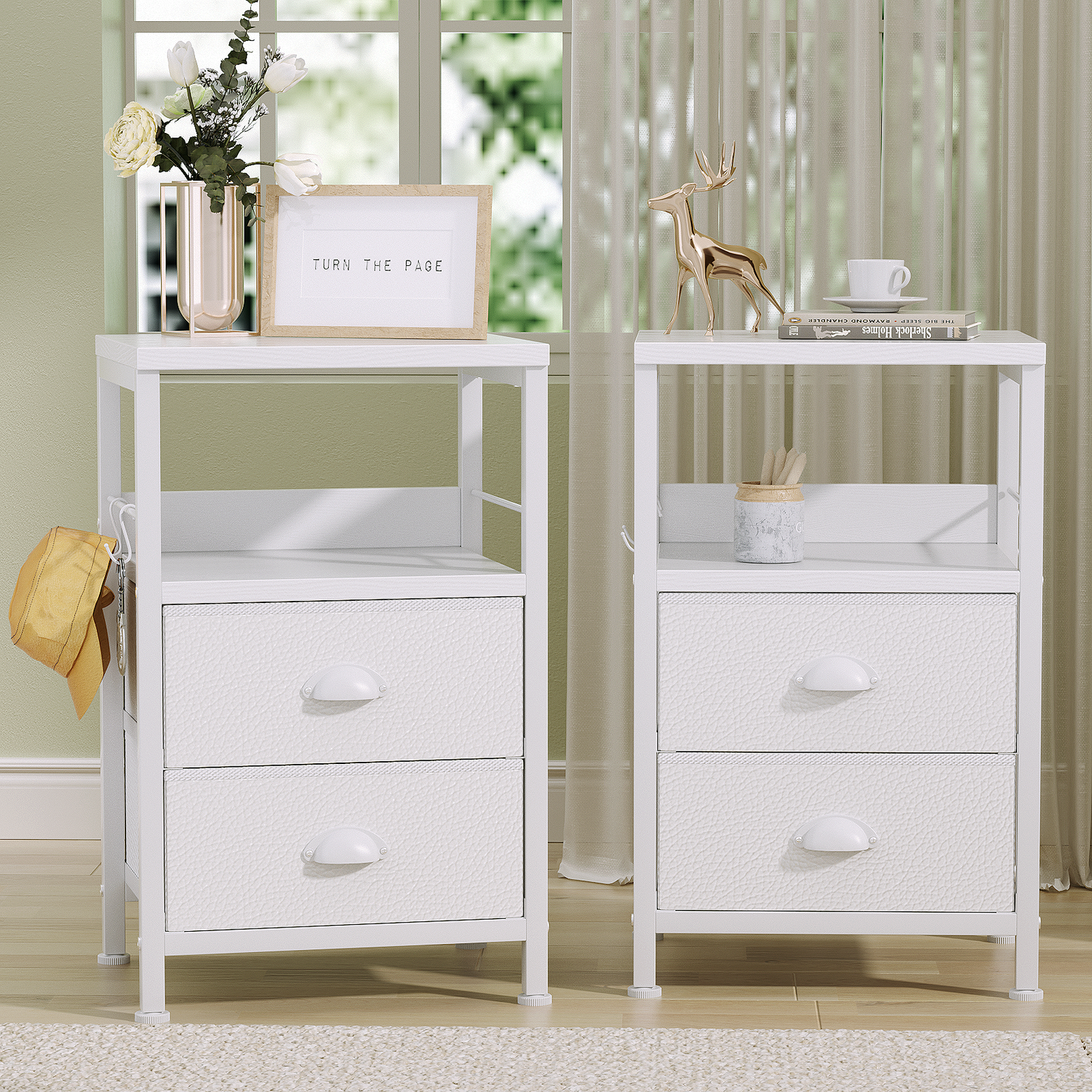 Furologee Nightstand with 2 Fabric Drawers