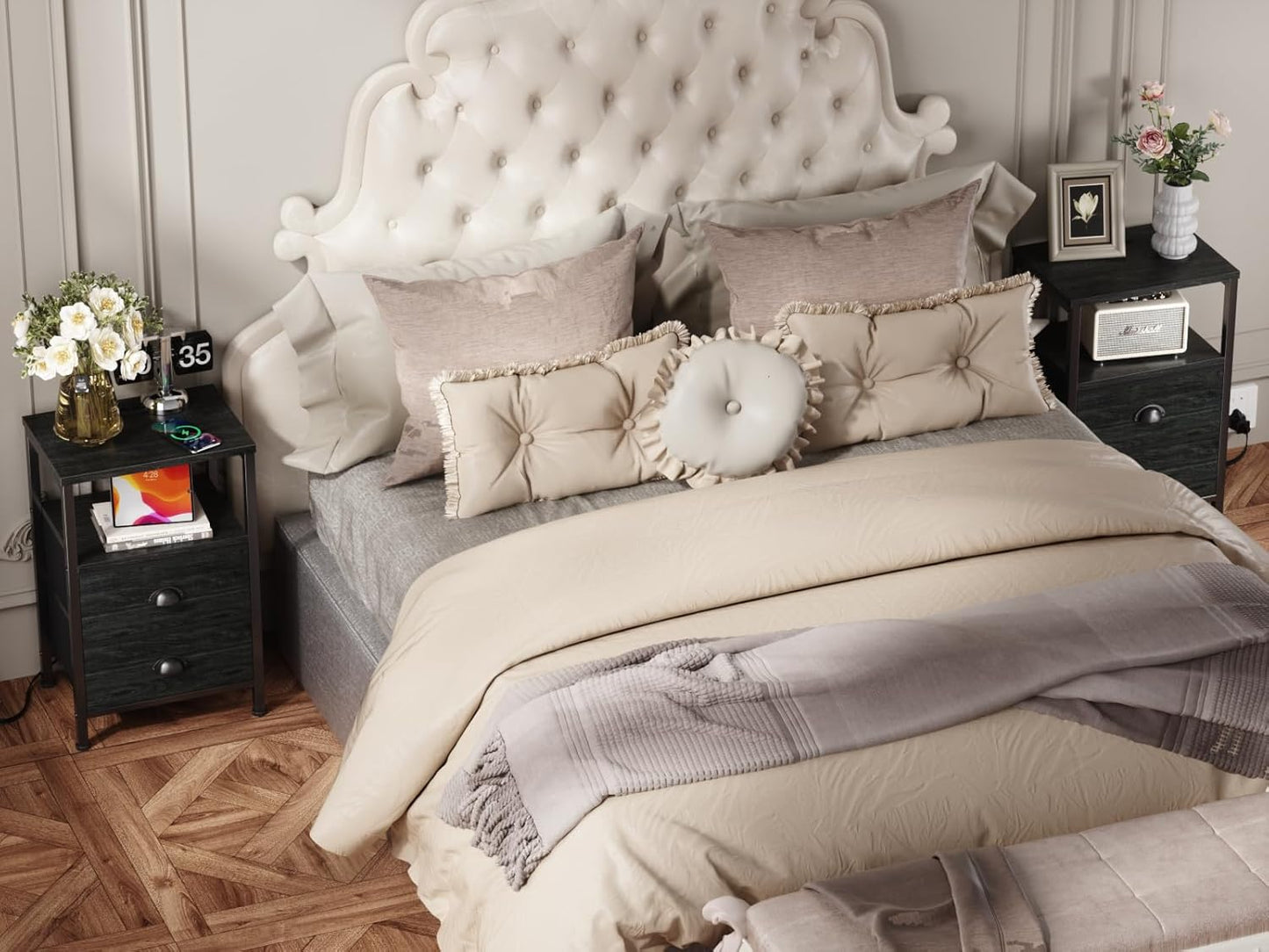 Furologee Nightstand with Charging Station
