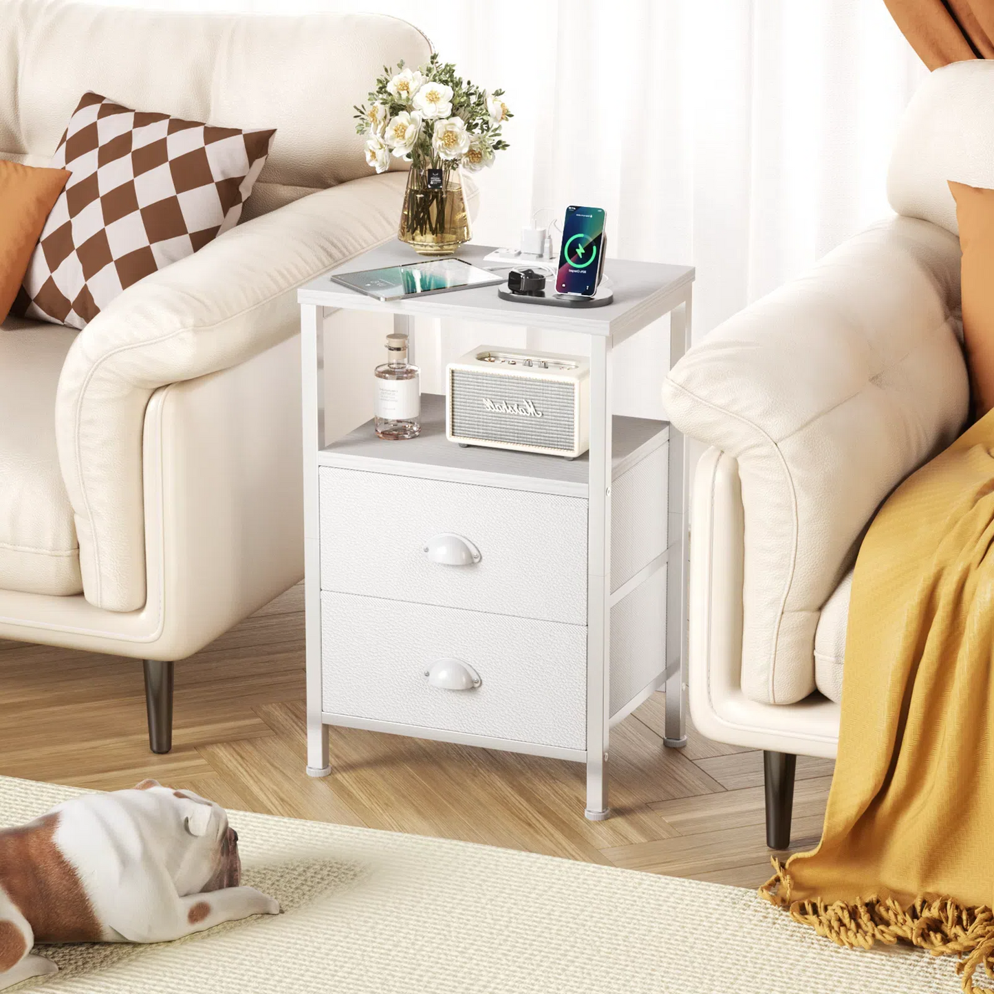 Furologee Nightstand with Charging Station