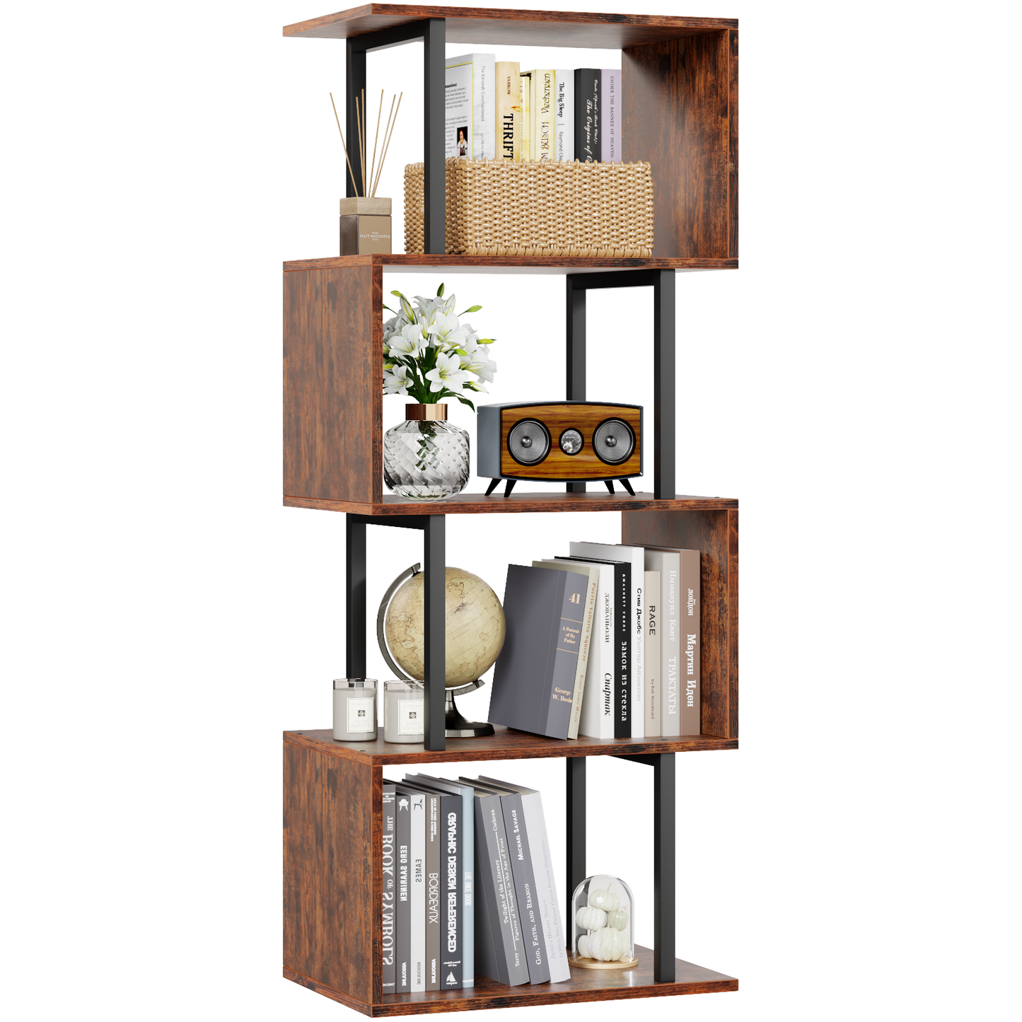 Furologee S-Shaped Geometric Bookcase