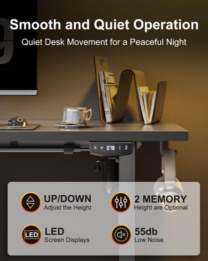 Furologee 63" L Shaped Standing Desk, Reversible Sit Stand up Computer Desk with Drawers Black