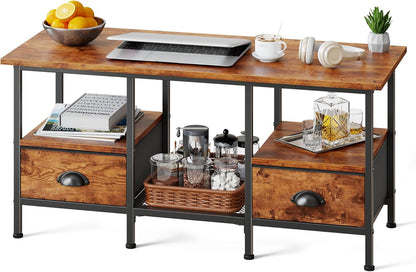 Furologee 35" Coffee Table with 2 Storage Drawers