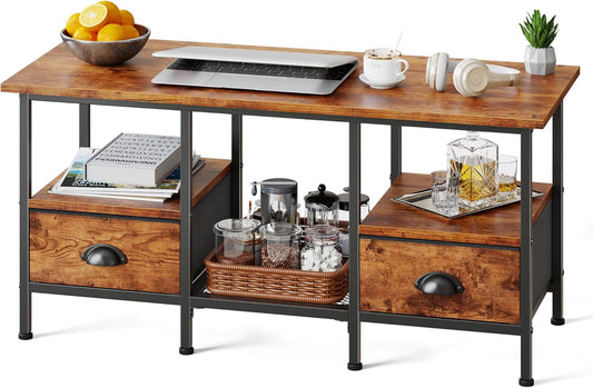 Furologee 35" Coffee Table with 2 Storage Drawers
