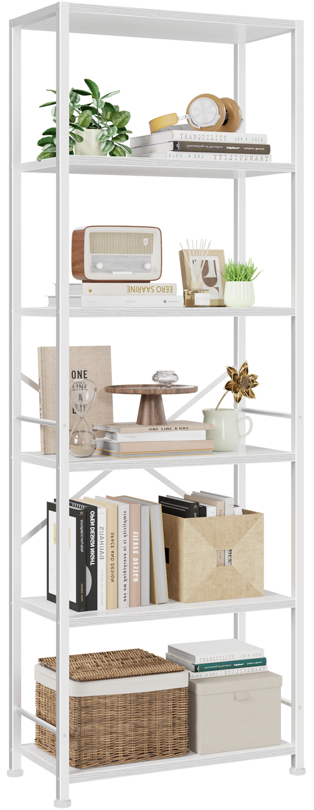 Furologee 6 Tier Book Shelf, Tall Wide Bookshelf, Industrial Open Bookcase, Display Shelves Storage Organizer