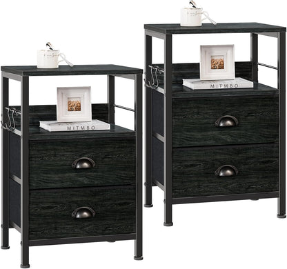 Furologee Nightstand with 2 Fabric Drawers