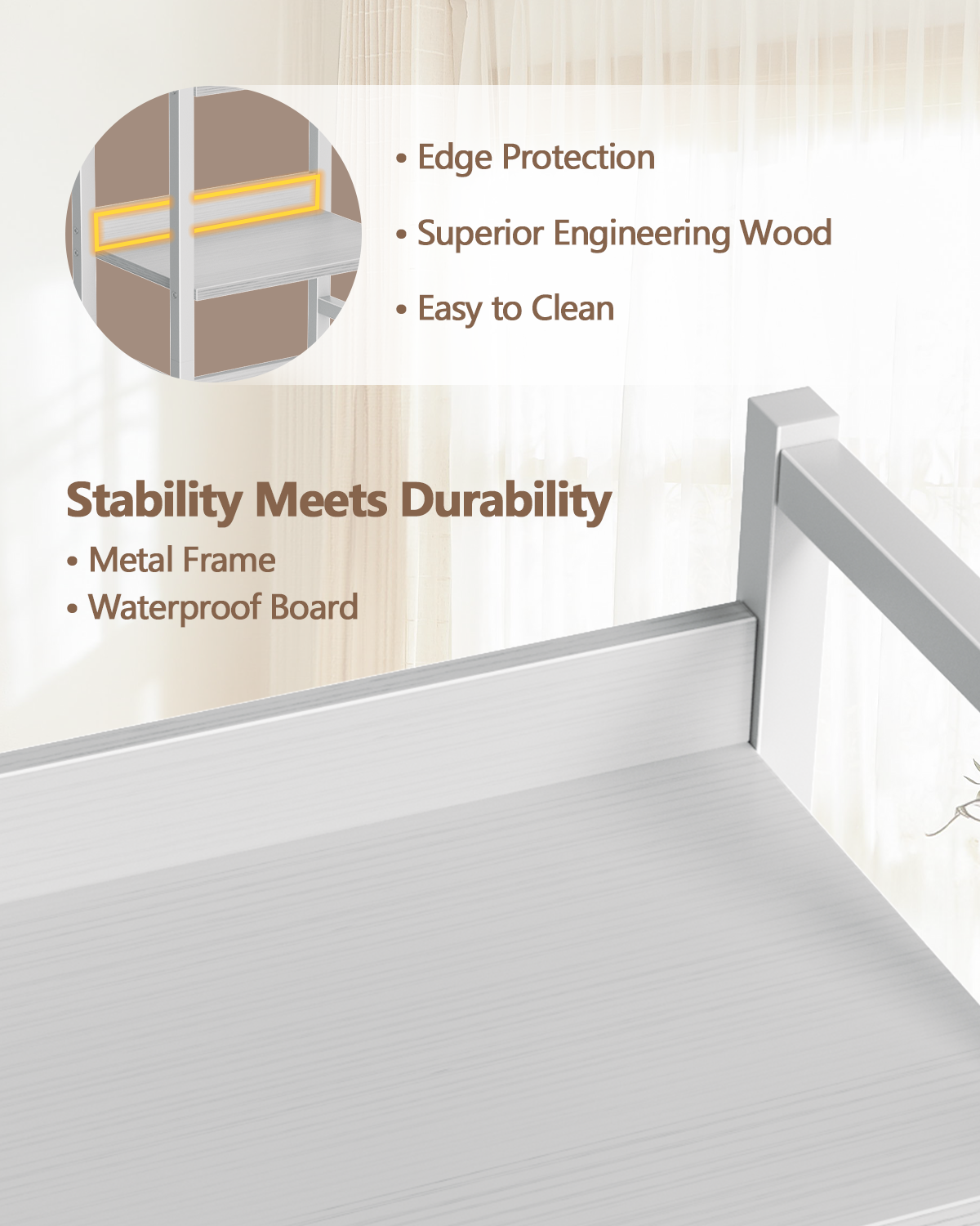 6 Tier Bookshelf, Tall Narrow Shelf with Drawer, Wood and Metal Bookshelves Storage Organizer, Industrial Display Shelving Unit for Bedroom, Living Room, Home Office