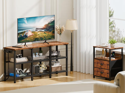 Furologee 3-Tier TV Stand for TVs up to 50” – Small Industrial Media Console with Open Storage Shelves for Living Room or Bedroom