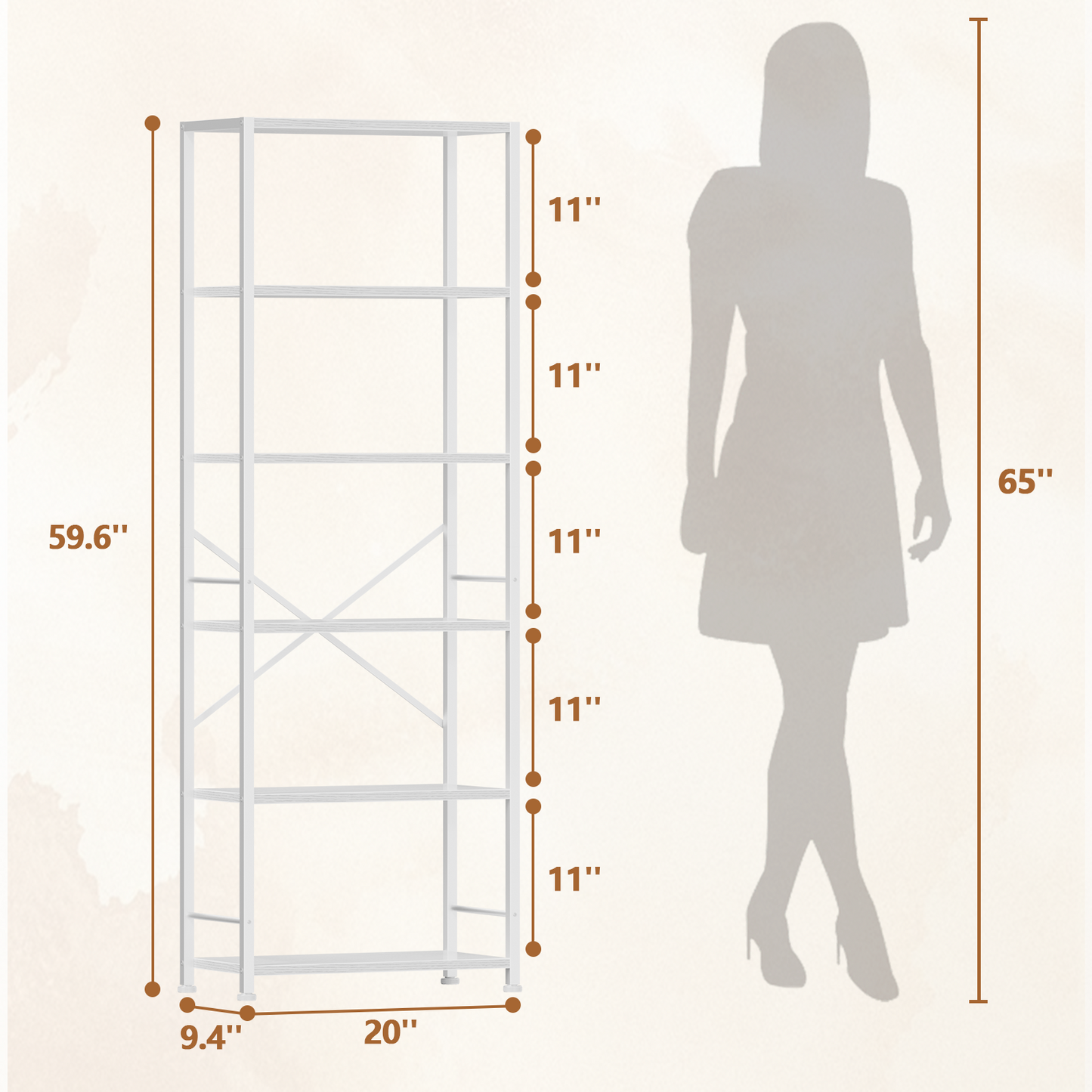 Furologee 6 Tier Book Shelf, Tall Wide Bookshelf, Industrial Open Bookcase, Display Shelves Storage Organizer