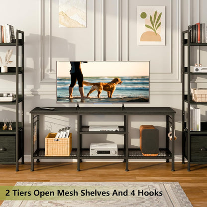 Furologee 55" TV Stand with Soundbar Shelf, Media Console Table with Open Storage for Living Room & Bedroom