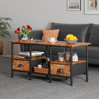 Furologee 35" Coffee Table with 2 Storage Drawers