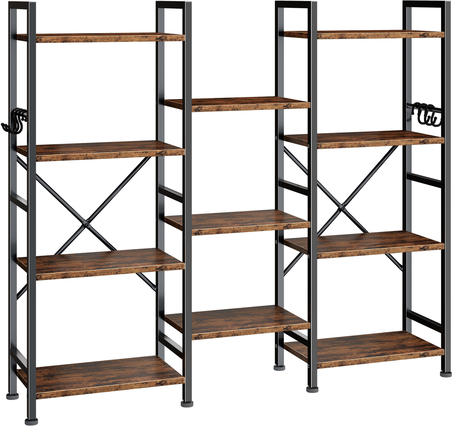 Furologee 11 Display Shelf Bookcase, 4 Tier Triple Large Bookshelf, Wide Book Shelf