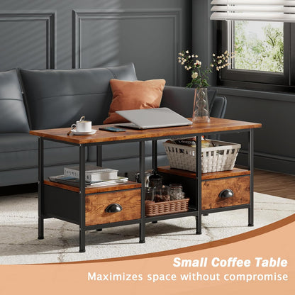 Furologee 35" Coffee Table with 2 Storage Drawers