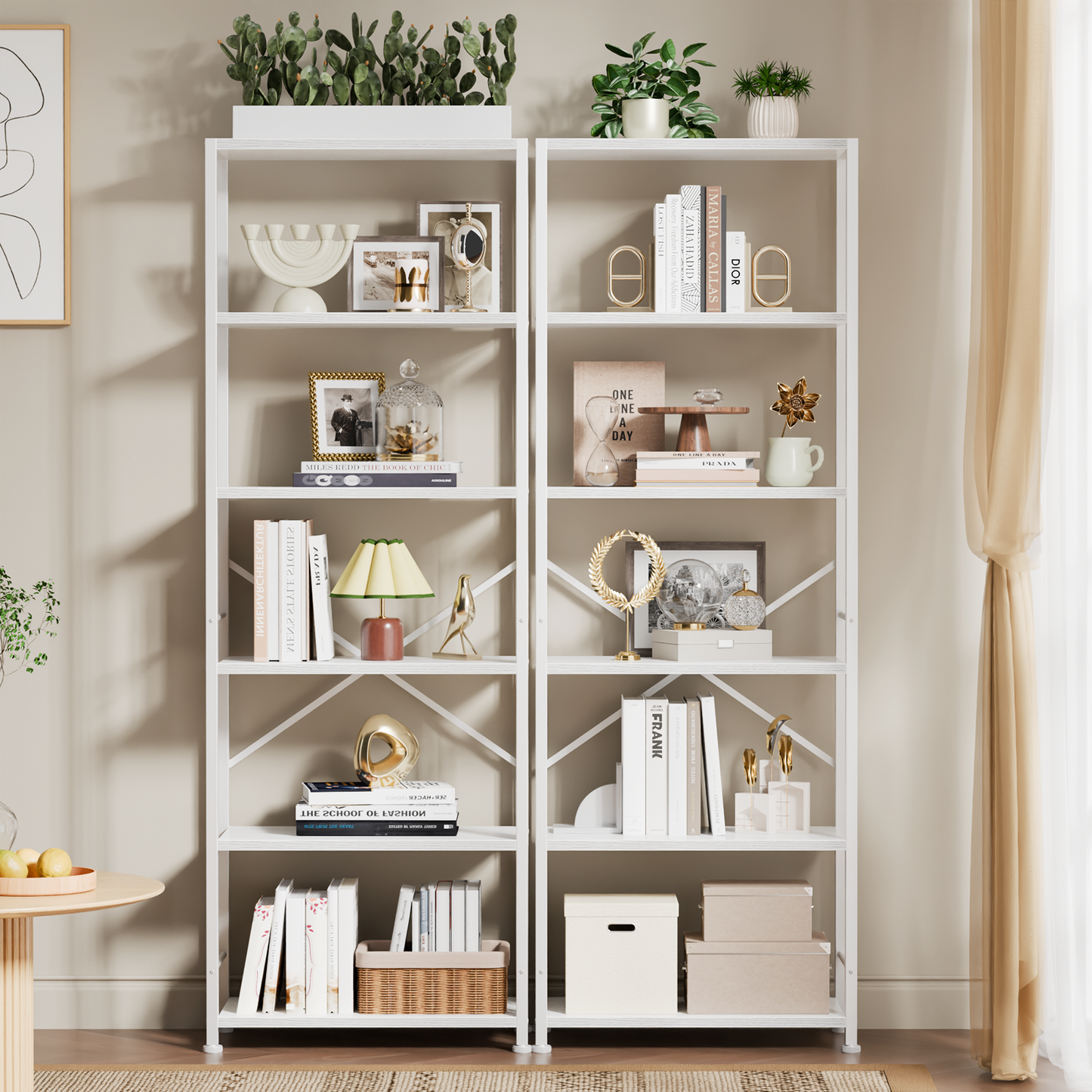 Furologee 6 Tier Book Shelf, Tall Wide Bookshelf, Industrial Open Bookcase, Display Shelves Storage Organizer