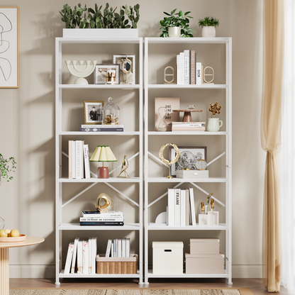 Furologee 6 Tier Book Shelf, Tall Wide Bookshelf, Industrial Open Bookcase, Display Shelves Storage Organizer