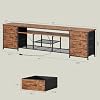 Furologee 71 Dresser TV Stand with LED Lights & Charging Station Rustic Brown Chest of Drawers with 6 Fabric Drawers for 70 75 80 inch TVs Open Storage Shelves TV Stand for Bedroom Living Room