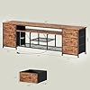 Furologee 63in Dresser TV Stand with LED Lights & Charging Station Rustic Brown Chest of Drawers with 6 Fabric Drawers for 60 65 70 inch TVs Open Storage Shelves TV Stand for Bedroom Living Room