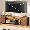 Furologee 71 Dresser TV Stand with LED Lights & Charging Station Rustic Brown Chest of Drawers with 6 Fabric Drawers for 70 75 80 inch TVs Open Storage Shelves TV Stand for Bedroom Living Room