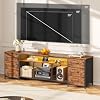 Furologee 63in Dresser TV Stand with LED Lights & Charging Station Rustic Brown Chest of Drawers with 6 Fabric Drawers for 60 65 70 inch TVs Open Storage Shelves TV Stand for Bedroom Living Room