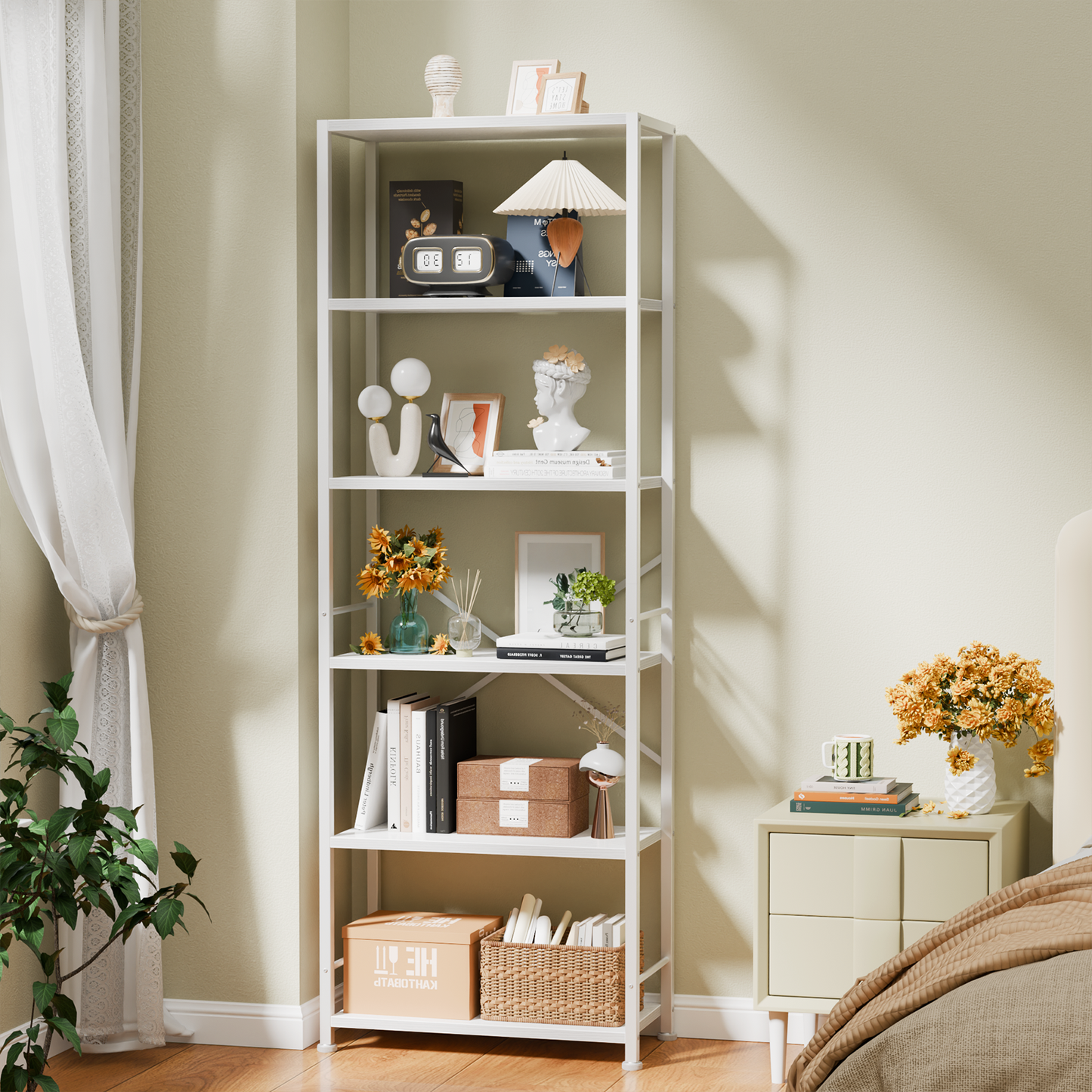 Furologee 6 Tier Book Shelf, Tall Wide Bookshelf, Industrial Open Bookcase, Display Shelves Storage Organizer