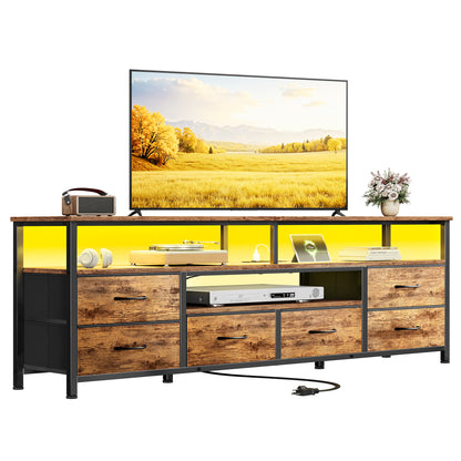 Furologee 63" LED TV Stand, Entertainment Center w/ Power Outlets, Rustic Brown
Entertainment Center, 6 Fabric Drawers, Open Storage Shelves, for 65/70 inch TVs, TV Stands for Living Room, Bedroom