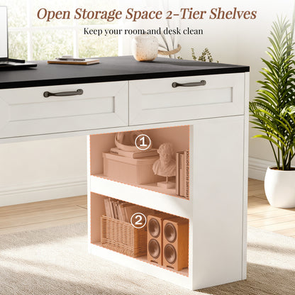 Furologee 55" Farmhouse Desk with Charging Station & Drawers, Black
Executive Computer desk with 3 Wooden Drawers and Storage Cabinet and Open Storage Shelf, Large Workstation for Home Office£¬Work, Study , Black and White