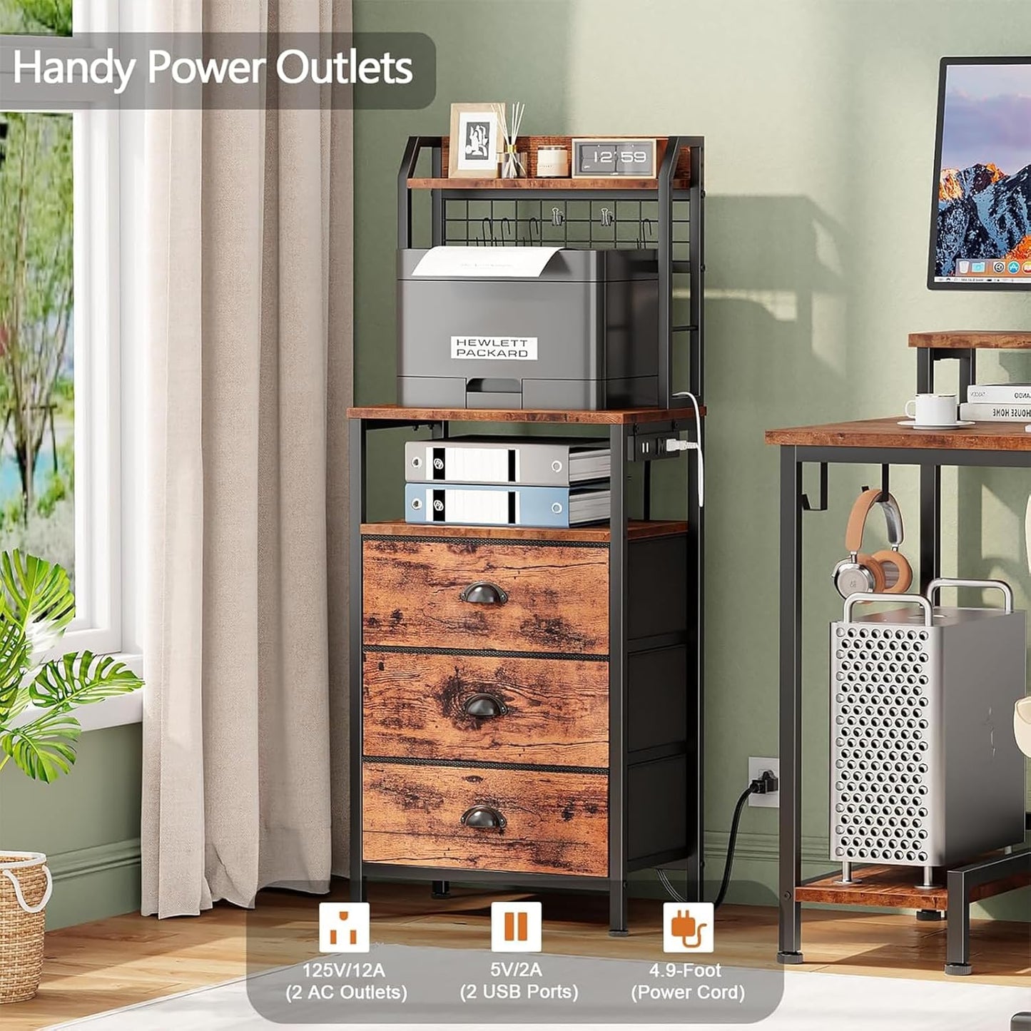 Furologee 44'' Tall Nightstand with Charging Station