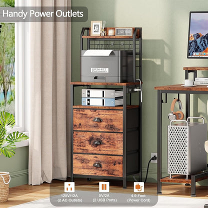 Furologee 44'' Tall Nightstand with Charging Station