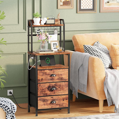 Furologee 44'' Tall Nightstand with Charging Station