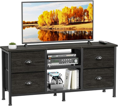 Furologee 50" TV Stand with 4 Drawers & Open Shelf – Industrial Media Console for Bedroom & Living Room