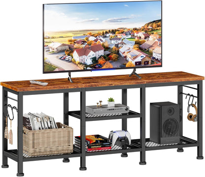Furologee 55" TV Stand with Soundbar Shelf, Media Console Table with Open Storage for Living Room & Bedroom