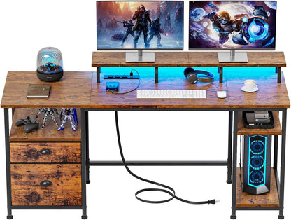 Furologee 51" Computer Desk with Fabric File Cabinet Drawer