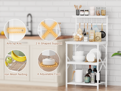 Furologee Kitchen Bakers Rack with Hutch, Coffee Bar Station 4 Tiers