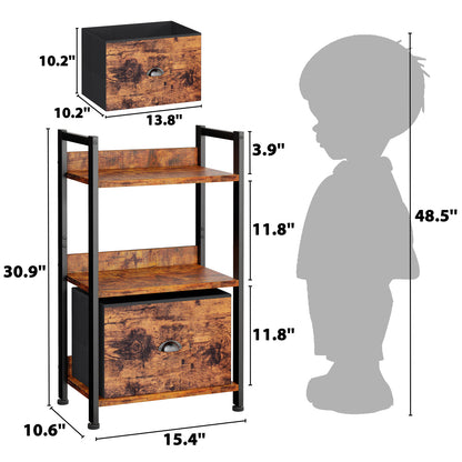 Furologee 3 Tier Bookshelf with Drawer, Small Bookcase with Shelves