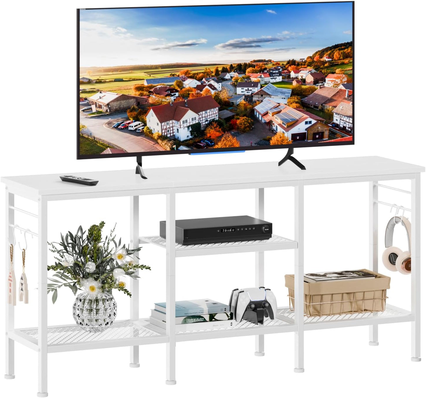 Furologee 55" TV Stand with Soundbar Shelf, Media Console Table with Open Storage for Living Room & Bedroom