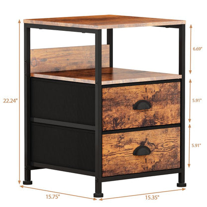 Furologee Nightstand for Bedroom with 2 Fabric Drawers