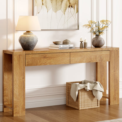 Furologee 60" Entryway Table, Farmhouse Console Table with Wooden 2 Drawer
Long Entry Table with Thick Tabletop, Sofa Table for Behind Couch, for Hallway/Entrance/Foyer/Living Room/Bedroom(Natural)