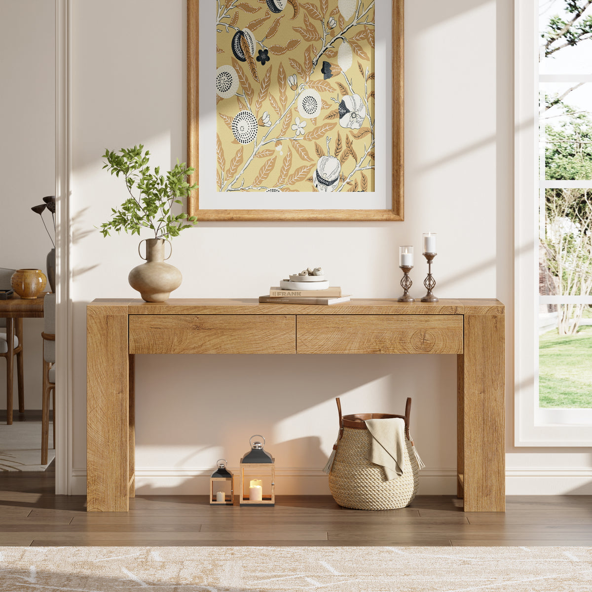 Furologee 60" Entryway Table, Farmhouse Console Table with Wooden 2 Drawer
Long Entry Table with Thick Tabletop, Sofa Table for Behind Couch, for Hallway/Entrance/Foyer/Living Room/Bedroom(Natural)